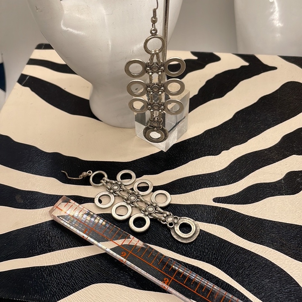 Ethnic Turkish Silver Drop Designed Hand Crafted Earrings